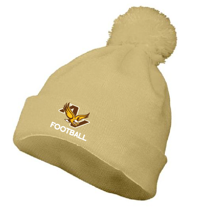 Raven Crab Football Maryland Crest, Embroidered Beanie Pom-Pom Heather Grey