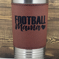 Football Leatherette Tumbler with Clear Slider Lid