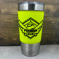 Softball Leather Tumbler with Clear Slider Lid