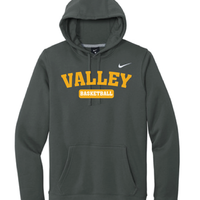 Apple Valley Basketball - Anthracite Nike Club Fleece Pullover Hoodie - Valley Appliqué