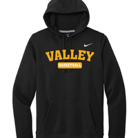 Apple Valley Basketball - Black Nike Club Fleece Pullover Hoodie - Valley Appliqué