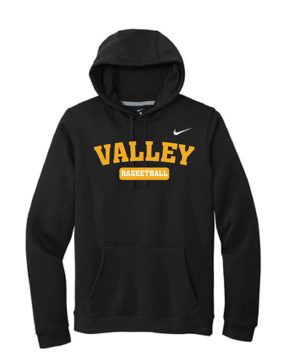 Apple Valley Basketball - Black Nike Club Fleece Pullover Hoodie - Valley Appliqué