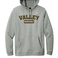 Apple Valley Basketball - Grey Heather Nike Club Fleece Pullover Hoodie - Valley Appliqué