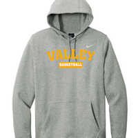 Apple Valley Basketball - Grey Heather Nike Club Fleece Pullover Hoodie - Valley Appliqué