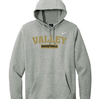 Apple Valley Basketball - Grey Heather Nike Club Fleece Pullover Hoodie - Valley Appliqué