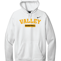 Apple Valley Basketball - White Nike Club Fleece Pullover Hoodie - Valley Appliqué