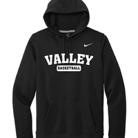 Apple Valley Basketball - Black Nike Club Fleece Pullover Hoodie - Valley Appliqué