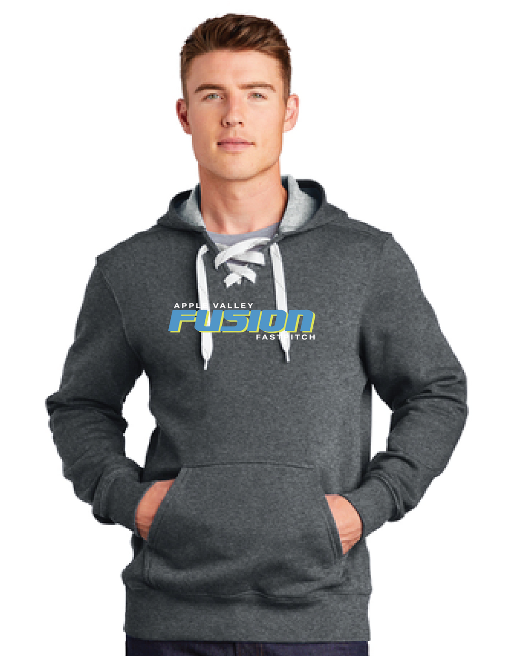 Fusion Fastpitch - Sport-Tek® Lace Up Pullover Hooded Sweatshirt -  applique